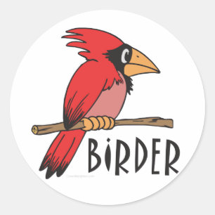 Cardinal Birder, Ornithology, Bird Watching Classic Round Sticker