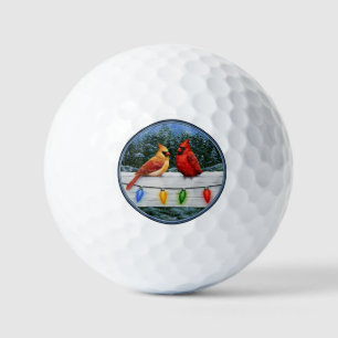 Cardinal Birds and Christmas Lights Golf Balls