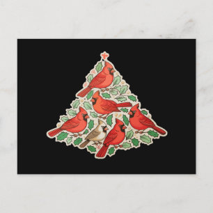 Cardinal Birds Christmas Tree Xmas Holiday Family Postcard