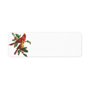Cardinal Birds Holiday Label