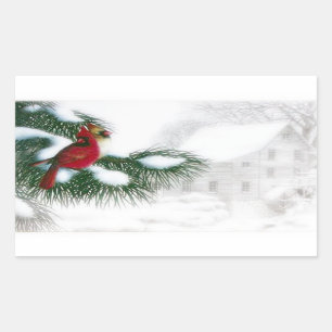 Cardinal Birds in Snow Sticker