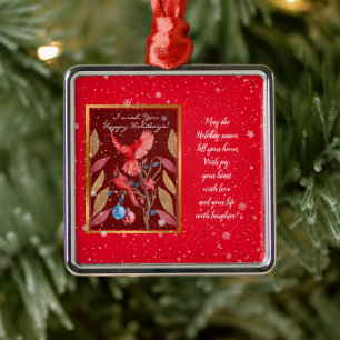 Cardinal Birds on the Christmas Tree Customize Metal Tree Decoration