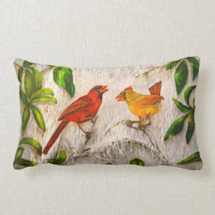 Cardinal birds - Singing of love Lumbar Cushion
