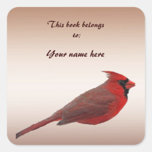 Cardinal Bookplate Sticker