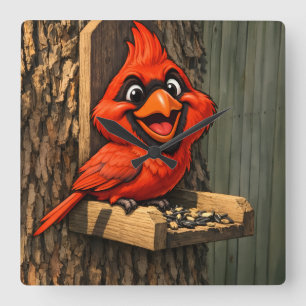 Cardinal Caricature Square Wall Clock