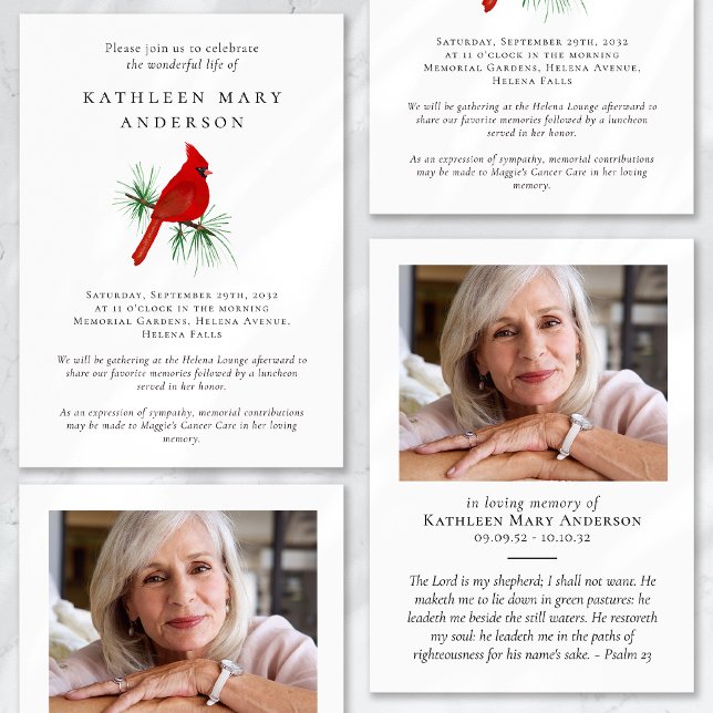 Cardinal Celebration of Life Funeral Invitation (Creator Uploaded)