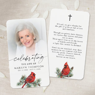 Cardinal Celebration of Life Photo Memorial Card
