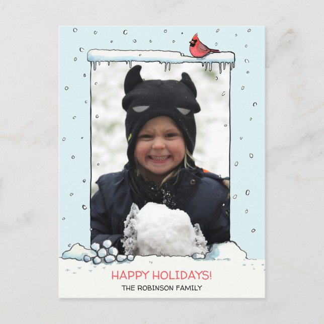 Cardinal Christmas card, Cardinal photo postcard (Front)