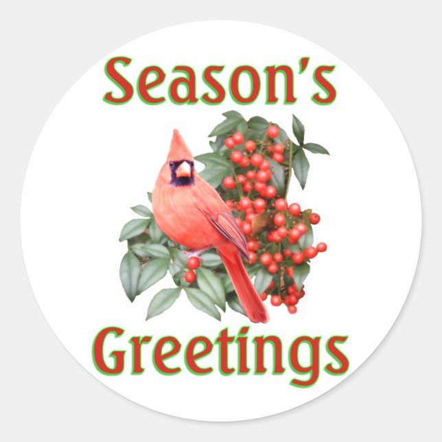 Cardinal Christmas Classic Round Sticker (Front)