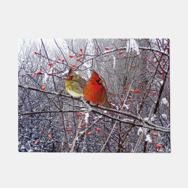 Cardinal Christmas Doormat (Front)