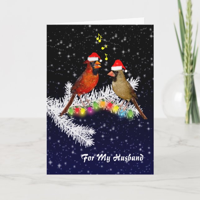 Cardinal Christmas Husband(enter your own message) Card (Front)
