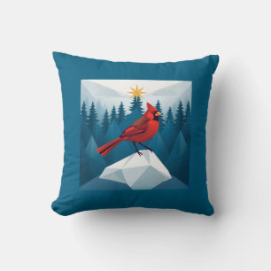 Cardinal Christmas mountian scene fun Cushion