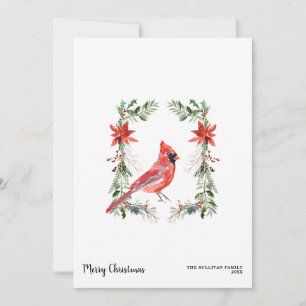 Cardinal Cottage Shabby Watercolor Christmas Holiday Card