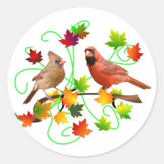 Cardinal Couple Classic Round Sticker