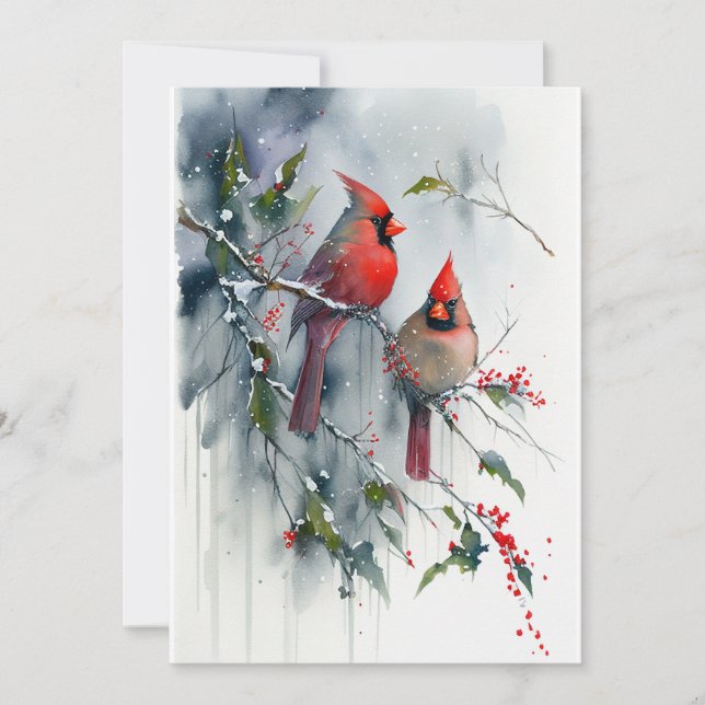 Cardinal couple holiday card (Front)