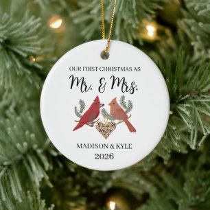 Cardinal Couple Our First Christmas Ceramic Tree Decoration