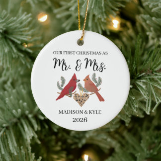Cardinal Couple Our First Christmas Ceramic Tree Decoration