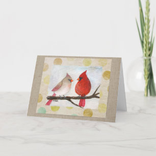 Cardinal Couple Winter Art Cozy Custom Holiday   Card