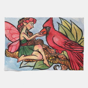 Cardinal Fairy Tea Towel