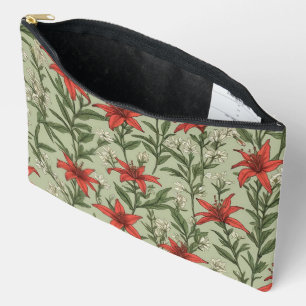 Cardinal flowers and leaves pattern accessory pouch