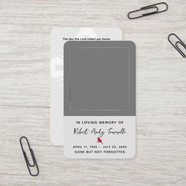 Cardinal Funeral Memorial Prayer Photo Card (Front/Back In Situ)