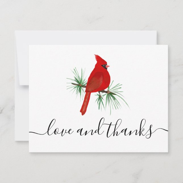 Cardinal Funeral Memorial Sympathy Thank You Card (Front)