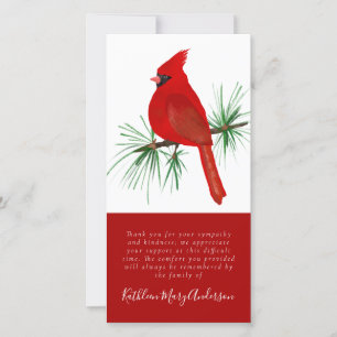 Cardinal Funeral Memorial Thank You Note Card