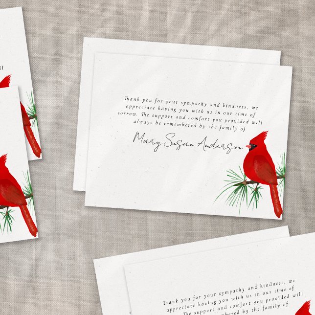 Cardinal Funeral Memorial Thank You Note Card (Creator Uploaded)