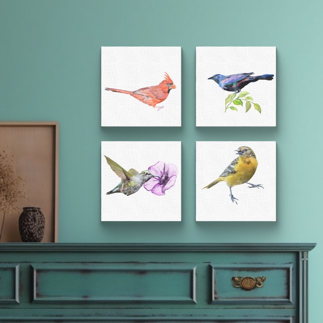 Cardinal, Grackle, Hummingbird, Oriole Canvas Print (Creator Uploaded)