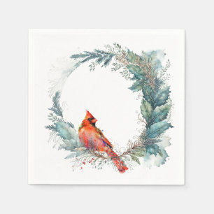 Cardinal Green Gold Holly Greenery Wreath Frame Napkin