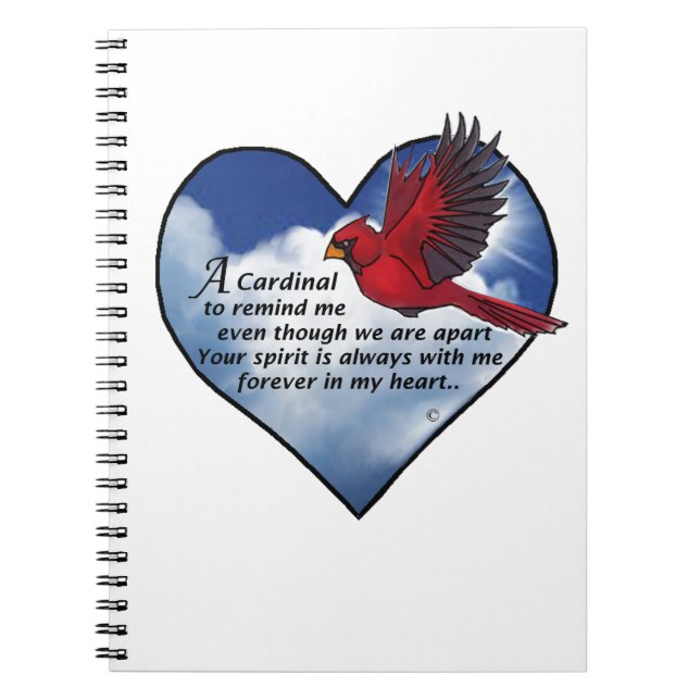 Cardinal Heart Poem Spiral Notebook (Front)
