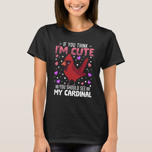 Cardinal Heart Valentine's Day Animal For Womens K T-Shirt (Front)