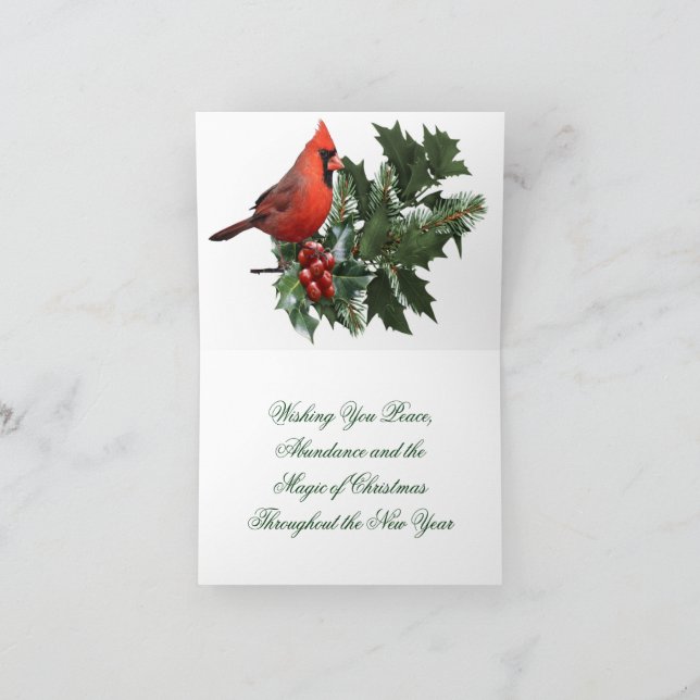 Cardinal Holly Christmas Card (Inside)