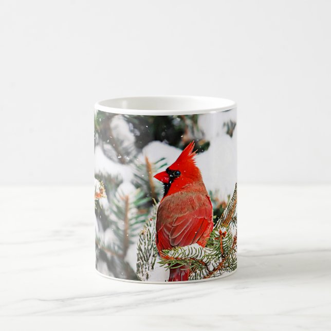 Cardinal in a pine tree coffee mug (Center)