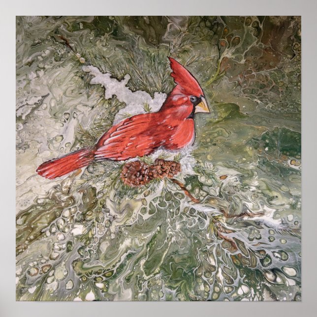 Cardinal in Fir Tree Quality Print (Front)