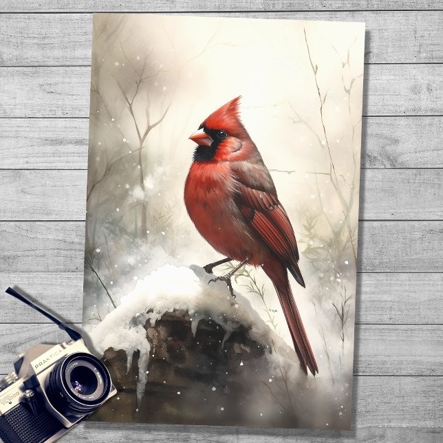 Cardinal in Snow 2 Decoupage Paper (Creator Uploaded)
