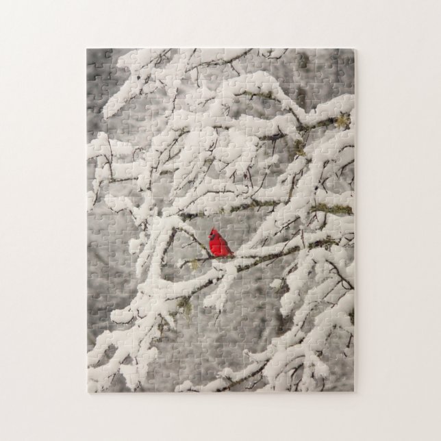 Cardinal in Snow Puzzle (Vertical)