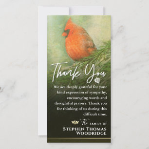Cardinal in Spruce 4x8 Sympathy Thank You Card