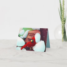 Cardinal In The Country Christmas Holiday Card