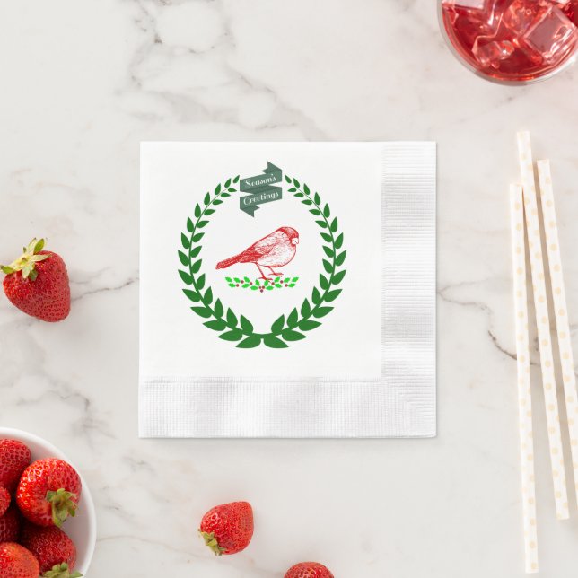 Cardinal In The Middle Of The Christmas Wreath Nap Napkin (Insitu)