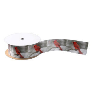 Cardinal In The Snow Christmas Gift Ribbon Satin Ribbon