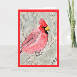 Cardinal in the Snow Holiday Card