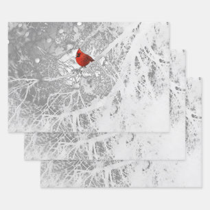 Cardinal in Winter Wrapping Paper Sheet