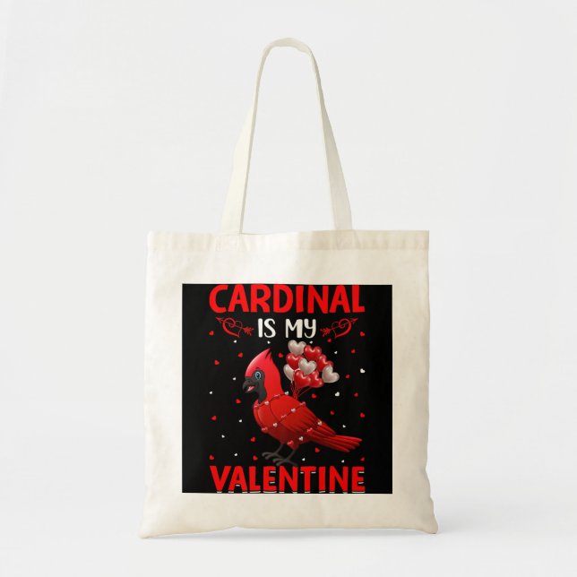 Cardinal Is My Valentine Hearts Love Cardinal Vale Tote Bag (Front)
