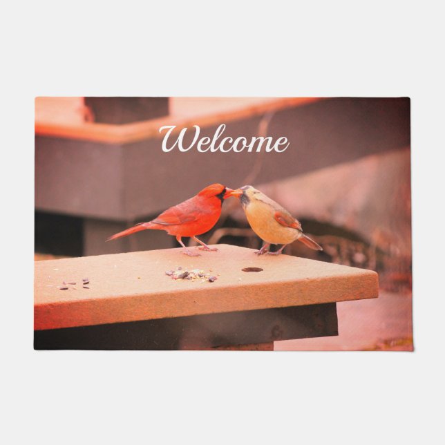 Cardinal Kiss Doormat (Front)