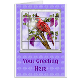 Cardinal & Lilacs (card)
