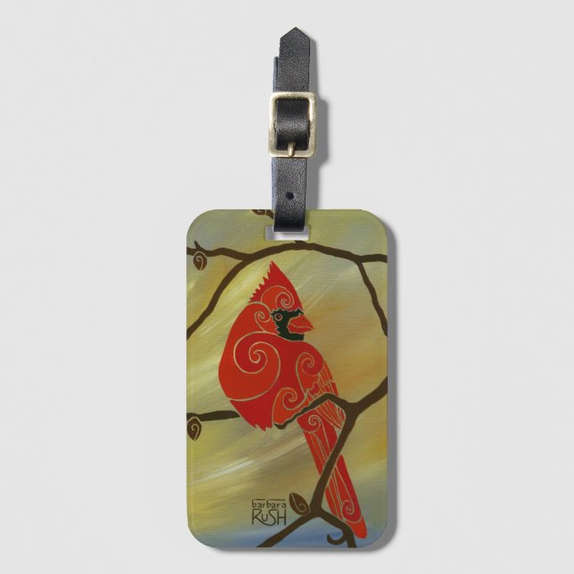 Cardinal Luggage Tag with Red Bird (Front Vertical)