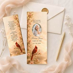 Cardinal Memorial Bookmark Celebration of Life Mini Business Card