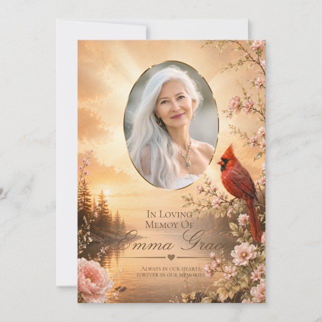 Cardinal Memorial Funeral Program for Her Invitation (Front)