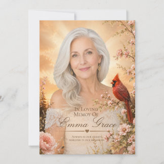 Cardinal Memorial Funeral Program for Her Invitation